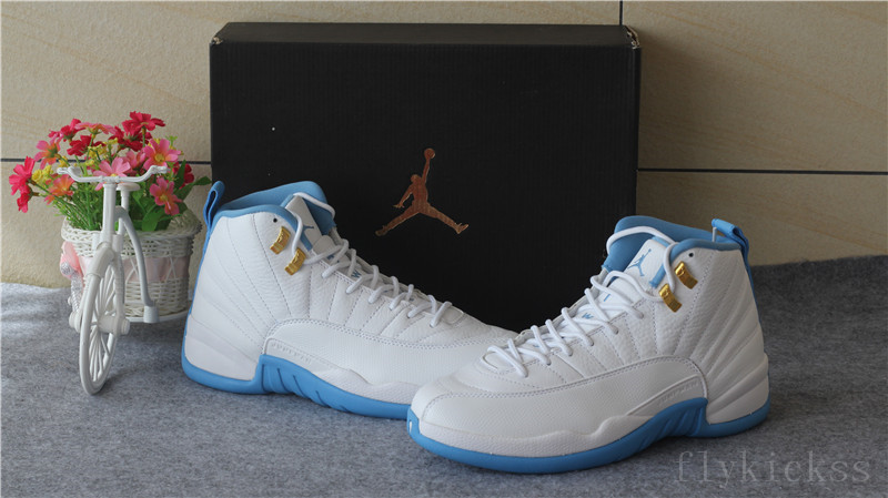 Authentic Air Jordan 12 Melo White University Blue